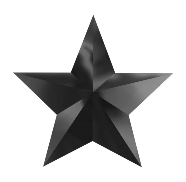 Estrella Plata Negra Aislada Sobre Fondo Blanco Con Trayectoria Recorte — Foto de Stock