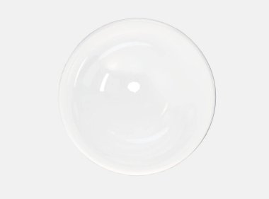 Beyaz arka planda izole edilmiş kabarık baloncuktaki yansımanın üç boyutlu beyaz ışık dokusu. Soyut kabarcık parlaklığı 3d geometrik şekil çizimi kırpma yolu ile oluşturulur.