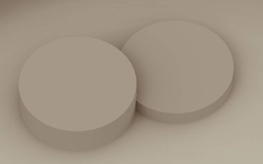 3D kahverengi silindir podyum stüdyo arkaplanı. Soyut 3d geometrik şekil çizimi. Kozmetik parfüm ürünleri için görünüm.
