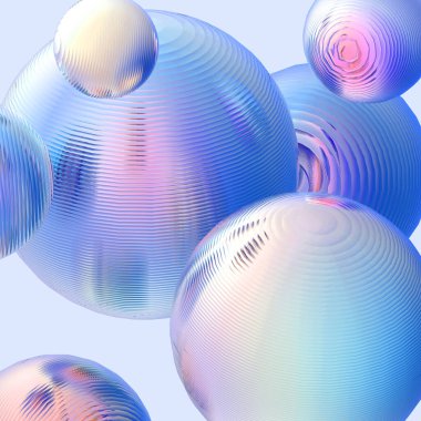3D metal toplar pastel gradyan renk izole modern arkaplan. Soyut yuvarlak geometrik şekil çizimi çizimi.