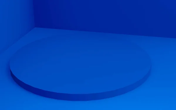 Azul Cilindro Podio Mínimo Fondo Estudio Abstracto Forma Geométrica Objeto — Foto de Stock