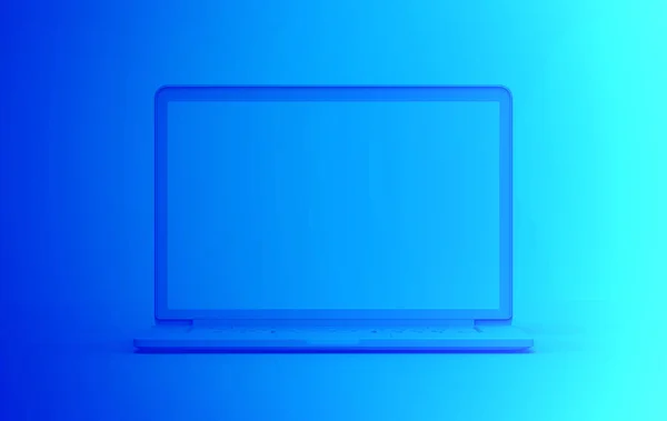 파란색 바탕에 파란색으로 표시하겠습니다 소수의 컴퓨터는 비즈니스 개념을 흉내낸다 렌더링 — 스톡 사진