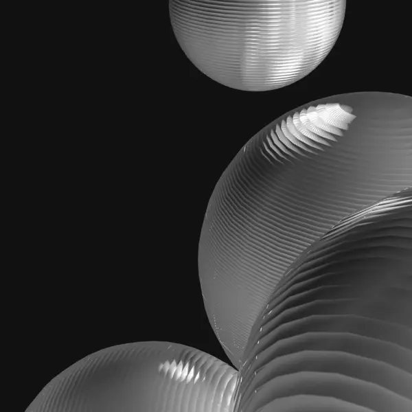 三维金属球 黑白渐变色隔离现代背景 摘要气泡几何形状物体图解绘制 — 图库照片