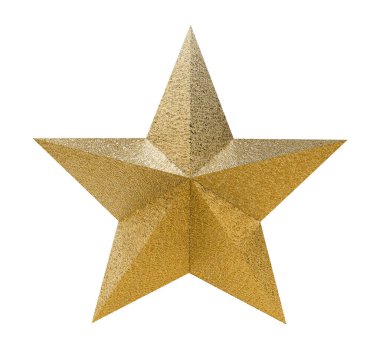 Beyaz arka planda izole edilmiş altın noel yıldızı. Kırpma yolu ile nesne.