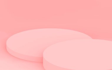 3D pembe silindir podyum minimum stüdyo arkaplanı. Soyut 3d geometrik şekil çizimi. Sevgililer Günü ürünü için göster.