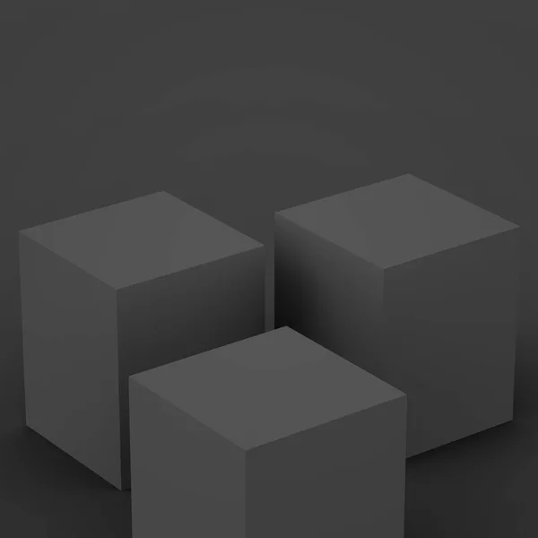 Трехмерный Черный Куб Бокс Подиум Минимальном Студийном Фоне Абстрактная Трехмерная — стоковое фото