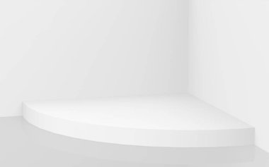 3D gri, parlak silindir podyum stüdyo arka planı. Soyut 3d geometrik şekil çizimi çizimi.