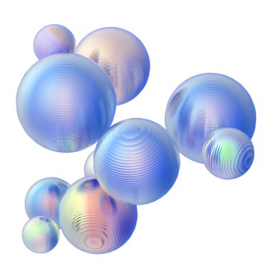 3D metal toplar pastel gradyan renk izole modern arkaplan. Soyut yuvarlak geometrik şekil çizimi çizimi.