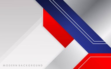 modern soyut mavi, kırmızı, gümüş ve beyaz arkaplan şablonu tasarımı