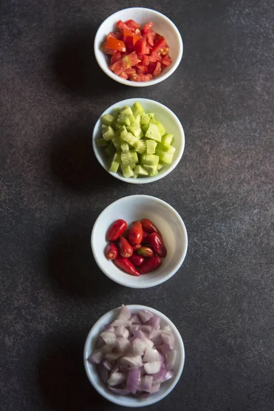 Vista Cima Ingredientes Salada Verdes Boliches Contexto Foco Seletivo — Fotografia de Stock