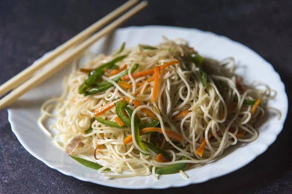 Chinese dish vegetable noodles served