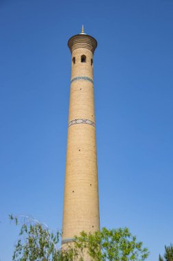 Hazrati imam comlex. Kule manzarası. Özbekistan, Taşkent 'te İslam binası.