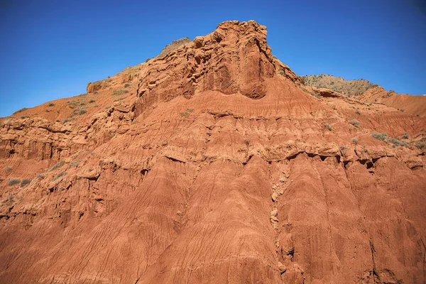 Beautiful View Cliffs Yellow Red Limestone Konochek Kyrgyzstan — Stock Photo, Image