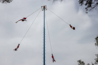 Danza de los Voladores veya Papantla broşürleri, eski bir Mezoamerikan seremonisi / ritüeli bugün hala Meksika 'da sergilenmektedir.