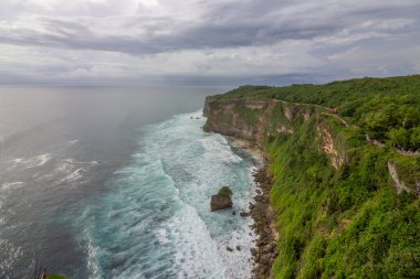 Bali Endonezya 'da yağmurlu bir günde pirinç tarlası ve tarla