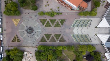 Berlin, Almanya 'daki Alexanderplatz' ın hava görüntüsü.