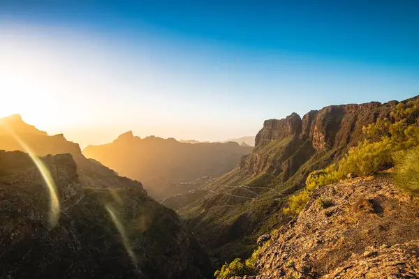 Dağ ve manzara manzarası, Santa Cruz Tenerife Adası, İspanya