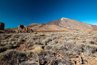 Teide Ulusal Parkı 'ndaki Teide Dağı ve manzara manzarası, Santa Cruz Tenerife Adası, İspanya