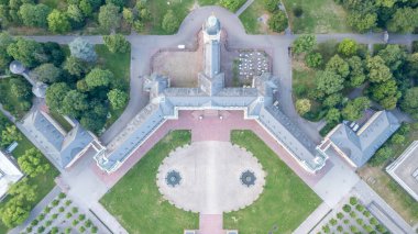 Almanya 'daki Karlsruhe Sarayı' nın havadan görünüşü