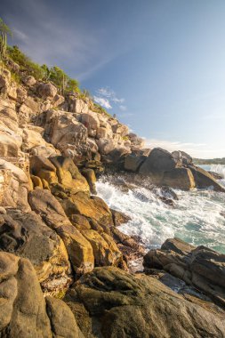 Puerto Escondido ana plajı Oaxaca, Meksika 'da güneşli bir günde