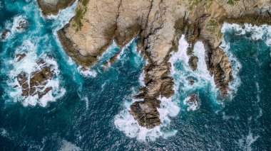 Oaxaca, Meksika 'da güneşli bir günde Santa Cruz Huatulco Körfezi' nin havadan görünüşü