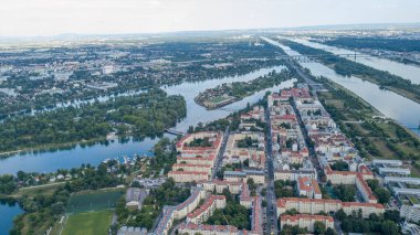 Avusturya, Viyana 'daki Donau nehrinin havadan görünüşü