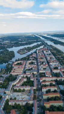Avusturya, Viyana 'daki Donau nehrinin havadan görünüşü