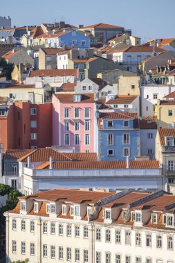typical colorful houses of the alfama district in Lisbon, portugal, lisbon skyline, vertical