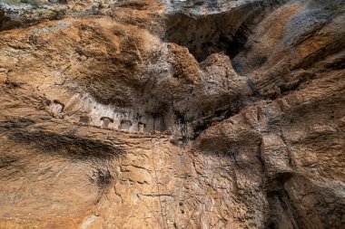 Rio Lobos Kanyonu 'nun yamaçlarında eski arı kovanları, Keşişlerin arı kovanları, Soria, İspanya, yatay