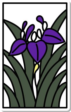 Etiket stili Hanafuda Iris, Moriwa, Satsuki, May, Iris süprüntüleri