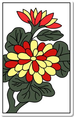 Etiket stili Hanafuda Nagatsuki Kasımpatı Eylül Kasımpatı artıkları