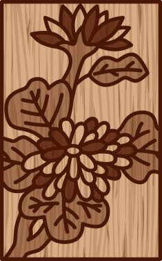 Ağaç oyma stili Hanafuda Nagatsuki Kasımpatı Eylül Kasımpatı artıkları