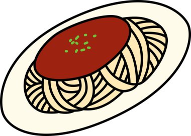 Yemek ikonu etli spagetti.