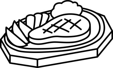 Tek öğe ikon biftek pişiriyorum.