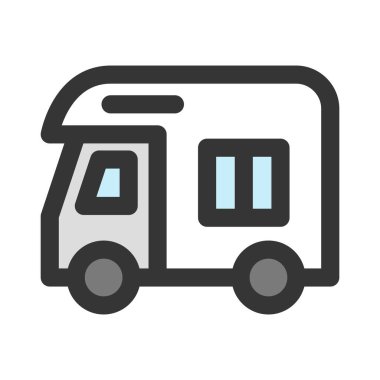 Kamp ile ilgili tek parça simge karavanı