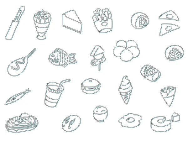 Renkli yemek pişirme simgesi seti