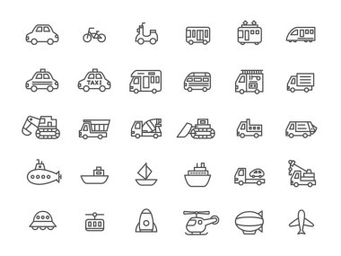 Basit araç çizim simgesi seti