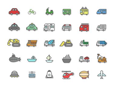 Basit araç etiket simgesi seti