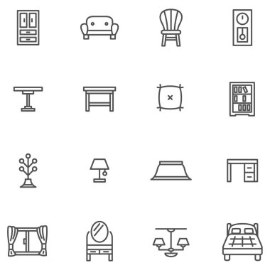 Satır çizimi iç malzeme simgesi seti