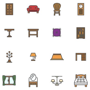 Renk iç malzeme ikonu seti