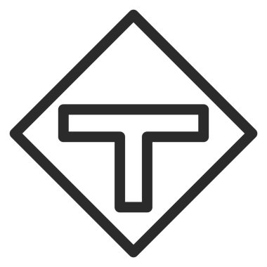 Basit bir işaretin tek bir çizimi T şeklinde bir yol kavşağı var.
