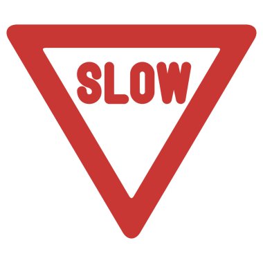 Basit bir işaretin tek gösterimi Yavaşça sür, ilerideki yola öncelik ver