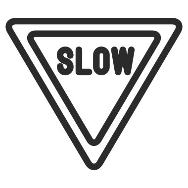 Basit bir işaretin tek gösterimi Yavaşça sür, ilerideki yola öncelik ver