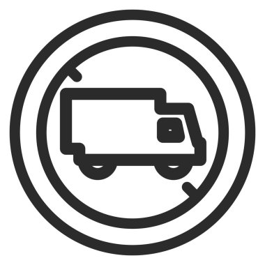 Büyük yük araçları için basit bir yol kapatma işaretinin tek çizimi, vs.