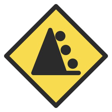 Basit bir işaretin tek bir çizimi Kaya düşme riski var