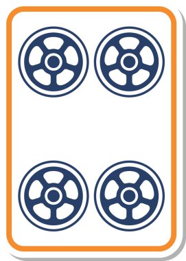 Mahjong fayans tek parça simgesi dört tüp