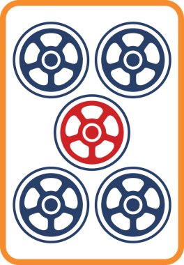 Mahjong fayans tek simgesi beş parça