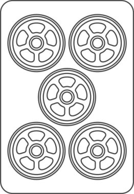 Mahjong fayans tek simgesi beş parça