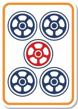 Mahjong fayans tek simgesi beş parça