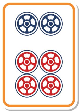 Mahjong fayans tek öge simgesi altı parça